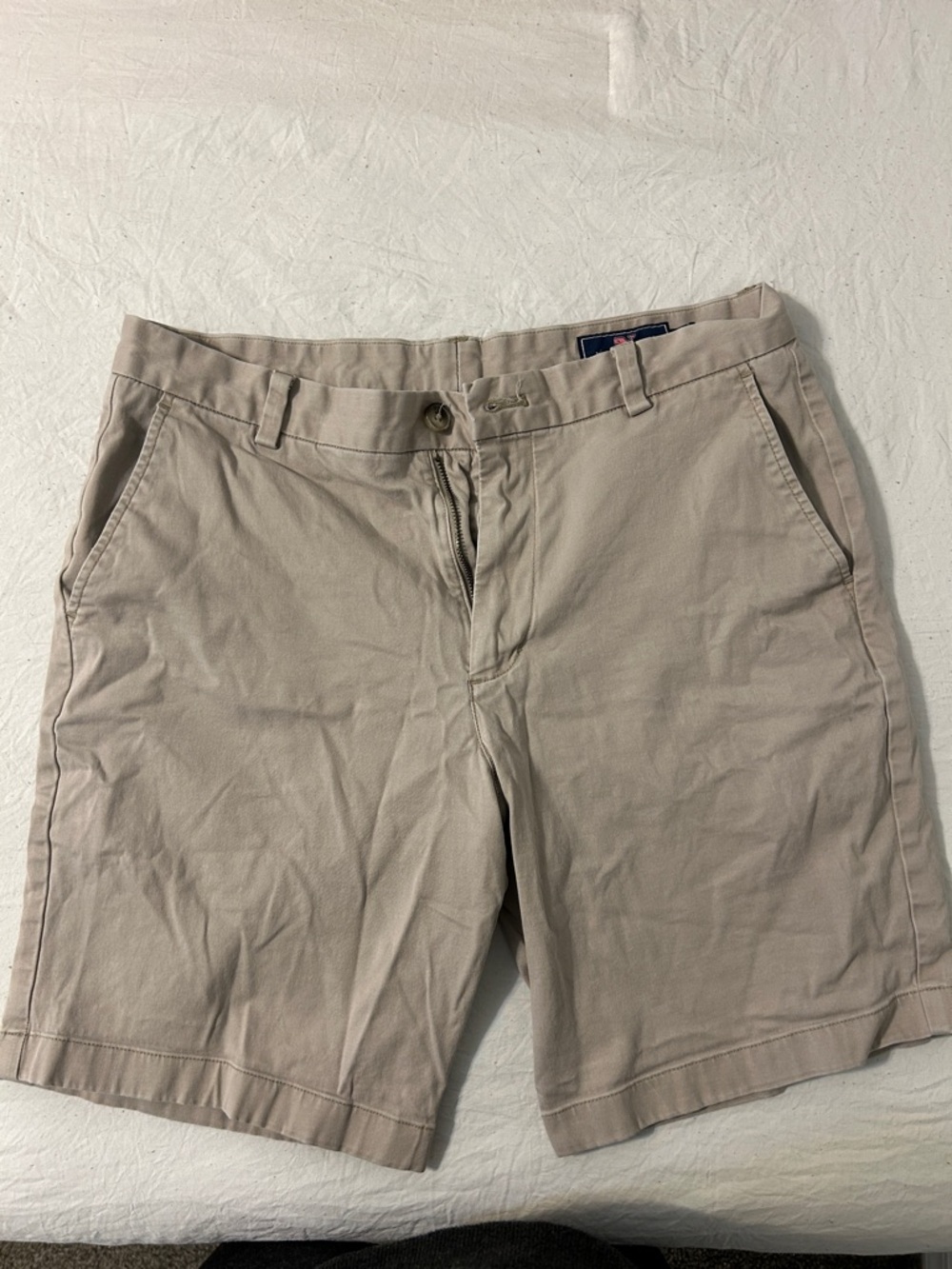 Vineyard Vines Beige Flat Front Cotton Shorts